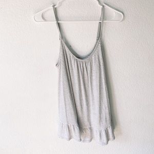 white & grey tank top (M) runs big!
